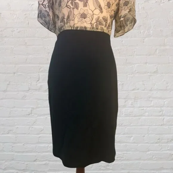 Anthropologie Whimsical Silk Dress Birds Flowers Retro Pencil Eva Franco Size 4 - Picture 4 of 10